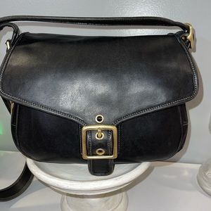 Black Coach Saddle crossbody, vintage.